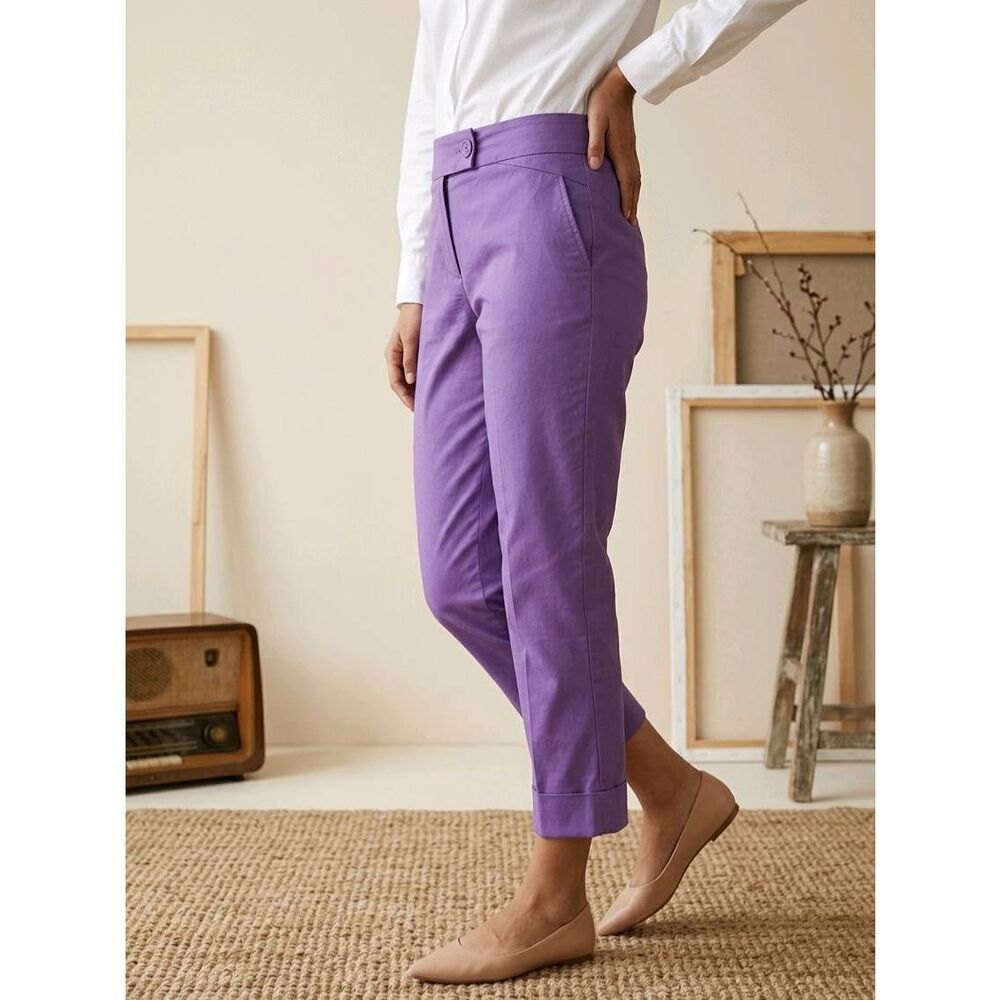 🔹️Ann Taylor Purple Cuffed Capri Pants Size 2